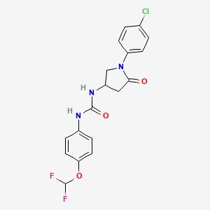 molecular formula C18H16ClF2N3O3 B2414649 1-(1-(4-Chlorophenyl)-5-oxopyrrolidin-3-yl)-3-(4-(difluoromethoxy)phenyl)urea CAS No. 894032-45-2