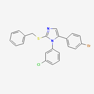 molecular formula C22H16BrClN2S B2414652 2-(苄硫基)-5-(4-溴苯基)-1-(3-氯苯基)-1H-咪唑 CAS No. 1226433-70-0