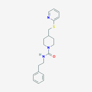 molecular formula C20H25N3OS B2414655 N-phenethyl-4-((pyridin-2-ylthio)methyl)piperidine-1-carboxamide CAS No. 1421457-92-2