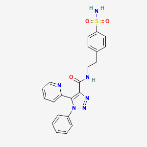molecular formula C22H20N6O3S B2414658 N-{2-[4-(aminosulfonyl)phenyl]ethyl}-1-phenyl-5-pyridin-2-yl-1H-1,2,3-triazole-4-carboxamide CAS No. 1396863-12-9
