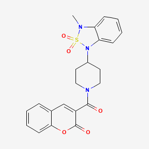 molecular formula C22H21N3O5S B2414663 3-(4-(3-甲基-2,2-二氧化苯并[c][1,2,5]噻二唑-1(3H)-基)哌啶-1-羰基)-2H-色烯-2-酮 CAS No. 2034296-68-7