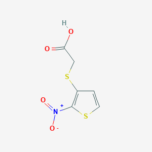 molecular formula C6H5NO4S2 B2414666 2-[(2-硝基噻吩-3-基)硫烷基]乙酸 CAS No. 77151-59-8