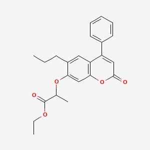 molecular formula C23H24O5 B2414678 ethyl 2-[(2-oxo-4-phenyl-6-propyl-2H-chromen-7-yl)oxy]propanoate CAS No. 307547-82-6