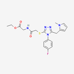 ethyl 2-(2-((4-(4-fluorophenyl)-5-((1-methyl-1H-pyrrol-2-yl)methyl)-4H-1,2,4-triazol-3-yl)thio)acetamido)acetate