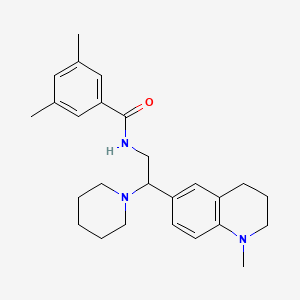 molecular formula C26H35N3O B2414690 3,5-二甲基-N-(2-(1-甲基-1,2,3,4-四氢喹啉-6-基)-2-(哌啶-1-基)乙基)苯甲酰胺 CAS No. 922039-80-3