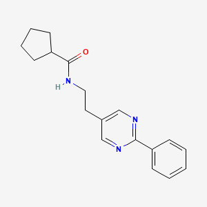 molecular formula C18H21N3O B2414705 环戊烷甲酰胺-N-(2-(2-苯基嘧啶-5-基)乙基) CAS No. 2034396-92-2