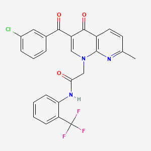 2-(3-(3-chlorobenzoyl)-7-methyl-4-oxo-1,8-naphthyridin-1(4H)-yl)-N-(2-(trifluoromethyl)phenyl)acetamide