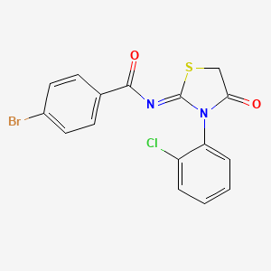 (Z)-4-bromo-N-(3-(2-chlorophenyl)-4-oxothiazolidin-2-ylidene)benzamide