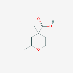 molecular formula C8H14O3 B2414739 Ácido 2,4-Dimetiloxano-4-carboxílico CAS No. 2060044-77-9