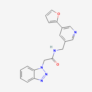 molecular formula C18H15N5O2 B2414741 2-(1H-benzo[d][1,2,3]triazol-1-yl)-N-((5-(furan-2-yl)pyridin-3-yl)methyl)acetamide CAS No. 2034315-00-7