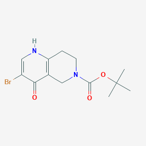 molecular formula C13H17BrN2O3 B2414755 叔丁基3-溴-4-羟基-7,8-二氢-1,6-萘啶-6(5H)-羧酸酯 CAS No. 2138035-81-9