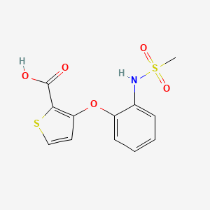 molecular formula C12H11NO5S2 B2414760 3-{2-[(Methylsulfonyl)amino]phenoxy}-2-thiophenecarboxylic acid CAS No. 900019-14-9