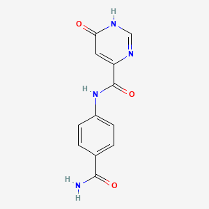 molecular formula C12H10N4O3 B2414779 N-(4-carbamoylphenyl)-6-hydroxypyrimidine-4-carboxamide CAS No. 2034446-98-3
