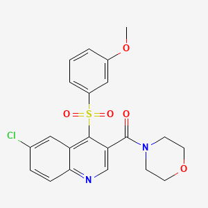 molecular formula C21H19ClN2O5S B2414790 （6-氯-4-((3-甲氧苯基)磺酰基)喹啉-3-基）（吗啉代）甲酮 CAS No. 1111147-13-7