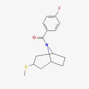 molecular formula C15H18FNOS B2414792 (4-fluorophenyl)((1R,5S)-3-(methylthio)-8-azabicyclo[3.2.1]octan-8-yl)methanone CAS No. 1795358-02-9