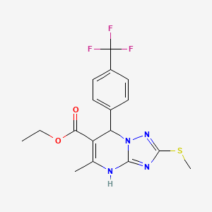 Ethyl 5-methyl-2-(methylthio)-7-(4-(trifluoromethyl)phenyl)-4,7-dihydro-[1,2,4]triazolo[1,5-a]pyrimidine-6-carboxylate