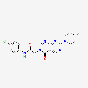 molecular formula C20H21ClN6O2 B2414795 N-(4-chlorophenyl)-2-(7-(4-methylpiperidin-1-yl)-4-oxopyrimido[4,5-d]pyrimidin-3(4H)-yl)acetamide CAS No. 1286717-52-9