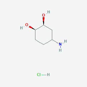 molecular formula C6H14ClNO2 B2414807 (1R,2S)-4-氨基环己烷-1,2-二醇；盐酸盐 CAS No. 2137432-69-8