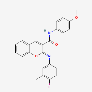 (2Z)-2-[(4-fluoro-3-methylphenyl)imino]-N-(4-methoxyphenyl)-2H-chromene-3-carboxamide