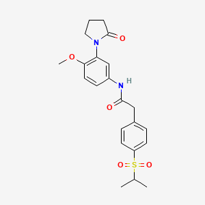 2-(4-(isopropylsulfonyl)phenyl)-N-(4-methoxy-3-(2-oxopyrrolidin-1-yl)phenyl)acetamide