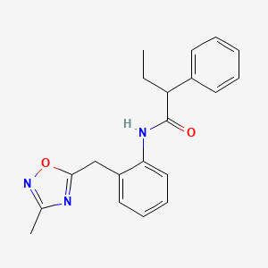 molecular formula C20H21N3O2 B2414816 N-(2-((3-methyl-1,2,4-oxadiazol-5-yl)methyl)phenyl)-2-phenylbutanamide CAS No. 1448072-39-6