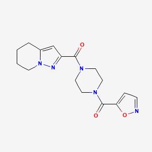 molecular formula C16H19N5O3 B2414823 Isoxazol-5-yl(4-(4,5,6,7-tetrahydropyrazolo[1,5-a]pyridine-2-carbonyl)piperazin-1-yl)methanone CAS No. 2034546-47-7