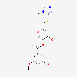 molecular formula C18H17N3O6S B2414829 [6-[(4-Methyl-1,2,4-triazol-3-yl)sulfanylmethyl]-4-oxopyran-3-yl] 3,5-dimethoxybenzoate CAS No. 896312-41-7