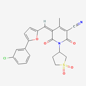 (5Z)-5-[[5-(3-Chlorophenyl)furan-2-yl]methylidene]-1-(1,1-dioxothiolan-3-yl)-4-methyl-2,6-dioxopyridine-3-carbonitrile