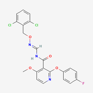 molecular formula C21H16Cl2FN3O4 B2414861 N-({[(2,6-dichlorobenzyl)oxy]imino}methyl)-2-(4-fluorophenoxy)-4-methoxynicotinamide CAS No. 341966-65-2