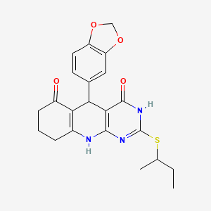 5-(benzo[d][1,3]dioxol-5-yl)-2-(sec-butylthio)-7,8,9,10-tetrahydropyrimido[4,5-b]quinoline-4,6(3H,5H)-dione