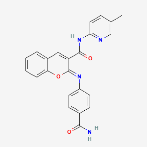 (2Z)-2-[(4-carbamoylphenyl)imino]-N-(5-methylpyridin-2-yl)-2H-chromene-3-carboxamide