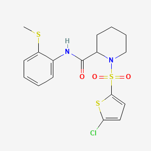 molecular formula C17H19ClN2O3S3 B2414899 1-((5-chlorothiophen-2-yl)sulfonyl)-N-(2-(methylthio)phenyl)piperidine-2-carboxamide CAS No. 1097624-75-3