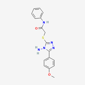 molecular formula C17H17N5O2S B2414900 2-{[4-氨基-5-(4-甲氧基苯基)-4H-1,2,4-三唑-3-基]硫代}-N-苯基乙酰胺 CAS No. 869717-14-6