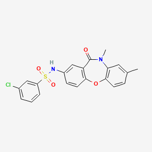 molecular formula C21H17ClN2O4S B2414908 3-chloro-N-(8,10-dimethyl-11-oxo-10,11-dihydrodibenzo[b,f][1,4]oxazepin-2-yl)benzenesulfonamide CAS No. 922036-40-6