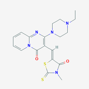 molecular formula C19H21N5O2S2 B241491 2-(4-ethyl-1-piperazinyl)-3-[(3-methyl-4-oxo-2-thioxo-1,3-thiazolidin-5-ylidene)methyl]-4H-pyrido[1,2-a]pyrimidin-4-one 