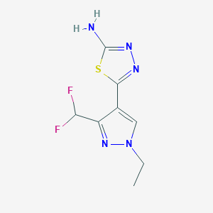 molecular formula C8H9F2N5S B2414911 5-[3-(Difluoromethyl)-1-ethylpyrazol-4-yl]-1,3,4-thiadiazol-2-amine CAS No. 1946813-41-7