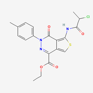 molecular formula C19H18ClN3O4S B2414912 Ethyl 5-(2-chloropropanoylamino)-3-(4-methylphenyl)-4-oxothieno[3,4-d]pyridazine-1-carboxylate CAS No. 851948-01-1