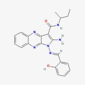molecular formula C22H22N6O2 B2414920 (E)-2-amino-N-(sec-butyl)-1-((2-hydroxybenzylidene)amino)-1H-pyrrolo[2,3-b]quinoxaline-3-carboxamide CAS No. 575469-07-7