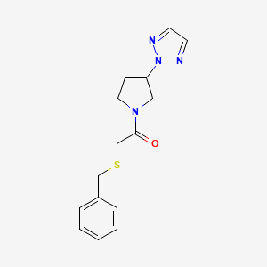 molecular formula C15H18N4OS B2414921 1-(3-(2H-1,2,3-triazol-2-yl)pyrrolidin-1-yl)-2-(benzylthio)ethanone CAS No. 2034408-78-9