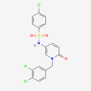 molecular formula C18H13Cl3N2O3S B2414922 4-chloro-N-[1-(3,4-dichlorobenzyl)-6-oxo-1,6-dihydro-3-pyridinyl]benzenesulfonamide CAS No. 339009-17-5