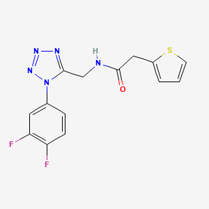 molecular formula C14H11F2N5OS B2414934 N-((1-(3,4-difluorophenyl)-1H-tetrazol-5-yl)methyl)-2-(thiophen-2-yl)acetamide CAS No. 941874-95-9