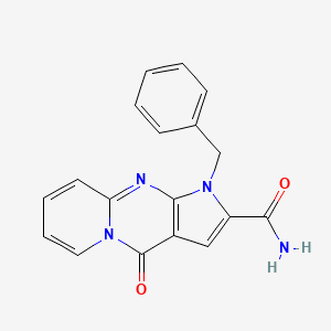 molecular formula C18H14N4O2 B2414984 1-Benzyl-4-oxo-1,4-dihydropyrido[1,2-a]pyrrolo[2,3-d]pyrimidine-2-carboxamide CAS No. 900282-06-6