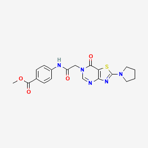 molecular formula C19H19N5O4S B2414989 methyl 4-(2-(7-oxo-2-(pyrrolidin-1-yl)thiazolo[4,5-d]pyrimidin-6(7H)-yl)acetamido)benzoate CAS No. 1223989-47-6