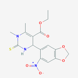 Ethyl 3,4-dimethyl-6-(6-nitro-1,3-benzodioxol-5-yl)-2-sulfanylidene-1,6-dihydropyrimidine-5-carboxylate