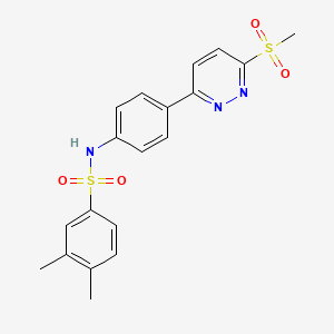 molecular formula C19H19N3O4S2 B2415013 3,4-dimethyl-N-[4-(6-methylsulfonylpyridazin-3-yl)phenyl]benzenesulfonamide CAS No. 921793-90-0