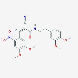 (Z)-2-Cyano-3-(4,5-dimethoxy-2-nitrophenyl)-N-[2-(3,4-dimethoxyphenyl)ethyl]prop-2-enamide