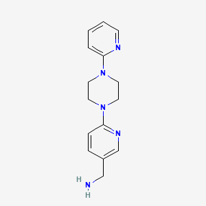 molecular formula C15H19N5 B2415027 {6-[4-(Pyridin-2-YL)piperazin-1-YL]pyridin-3-YL}methanamine CAS No. 1016673-57-6
