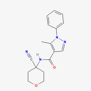 molecular formula C17H18N4O2 B2415034 N-(4-Cyanooxan-4-yl)-5-methyl-1-phenylpyrazole-4-carboxamide CAS No. 2188646-66-2