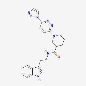 molecular formula C23H25N7O B2415038 1-(6-(1H-imidazol-1-yl)pyridazin-3-yl)-N-(2-(1H-indol-3-yl)ethyl)piperidine-3-carboxamide CAS No. 1286728-55-9