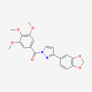 molecular formula C20H18N2O6 B2415047 [3-(1,3-benzodioxol-5-yl)-1H-pyrazol-1-yl](3,4,5-trimethoxyphenyl)methanone CAS No. 956184-32-0